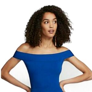 NY & Company | Women's Royal Blue Off Shoulder Cropped Sweater (Size XL)